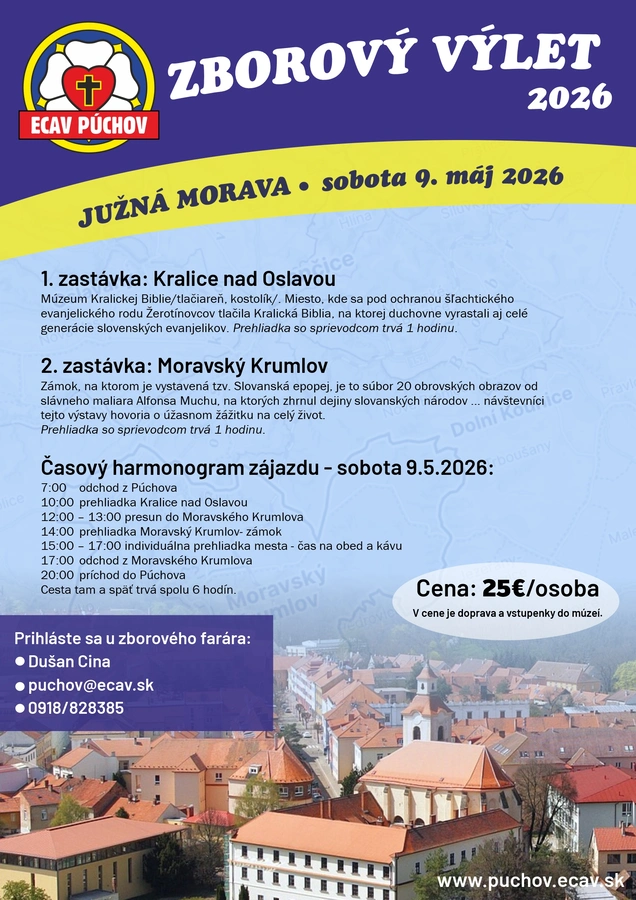 Pozvánka na zborový výlet na Južnú Moravu